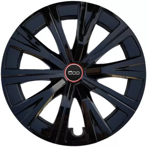 '14-17 Fiat 500 16" Black Replacement Hubcaps / Wheel Covers 530-16BLK-500