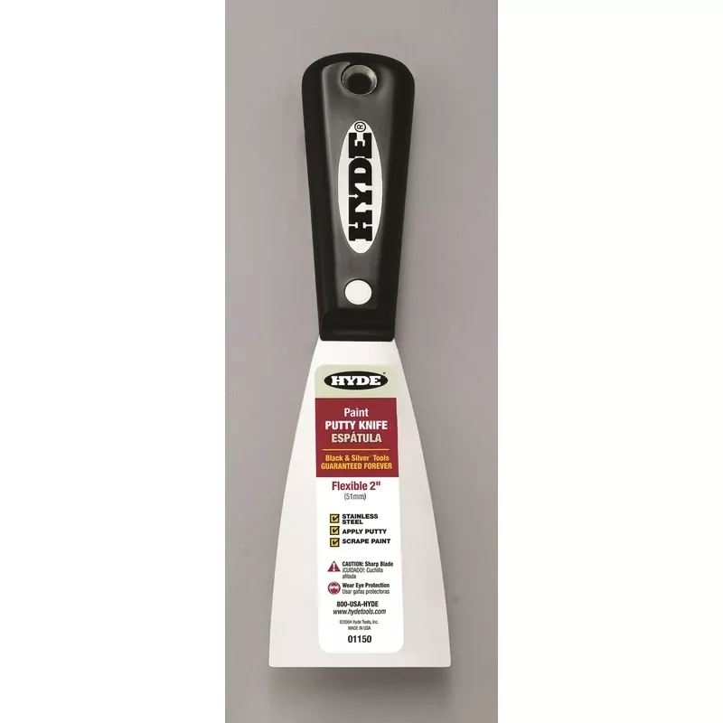 2 Inch Stainless Steel Flexible Putty Knife With Black And Silver Handle