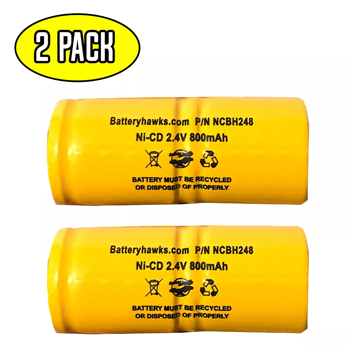 (2 Pack) EBC-GAS1 Exell EBCGAS1 Ni-CD Battery Pack Replacement for Gas Meter