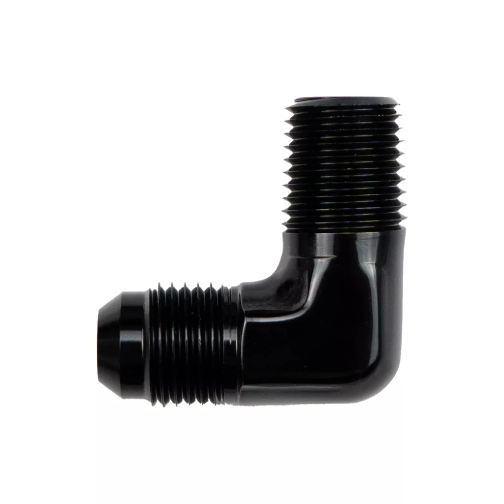 -4 AN to 1/4" NPT 90 Degree Elbow Adapter Black