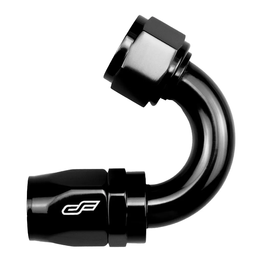 -8 AN 150 Degree Female Aluminum Hose End Fitting Black