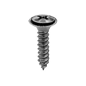 Au-ve-co 10653 Tapping Screw With Flush Washer, #8 Thread, 11/16 in OAL, Phillips Oval, Sems Head, Black Oxide