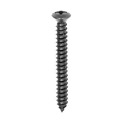 Au-ve-co 11092 Tapping Screw, #10 Thread, 1-1/2 in OAL, Phillips Oval Head, Black Oxide