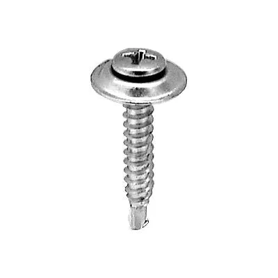 Au-ve-co 11451 Tapping Screw With Countersunk Washer, #8 Thread, 1 in OAL, Phillips Oval, Sems Head, Chrome