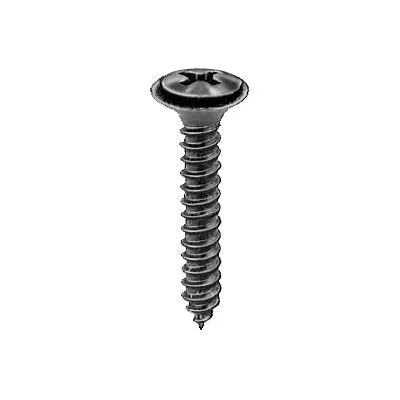 Au-ve-co 12956 Tapping Screw With Flush Washer, #8 Thread, 1/2 in OAL, Phillips Oval, Sems Head, Black Oxide