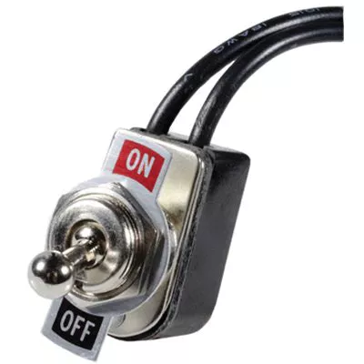 Au-ve-co 13629 Toggle Switch With (2) 6 in Lead Wires, 6/15 A, On-Off SPST
