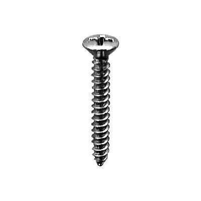 Au-ve-co 9405 Tapping Screw, #8 Thread, 1 in OAL, Phillips Oval Head, Stainless Steel