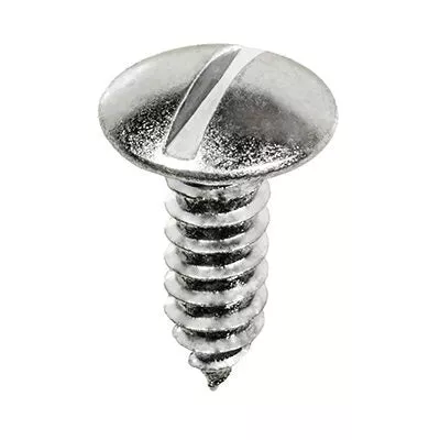 Au-ve-co 9603 License Plate Screw, System of Measurement: Imperial, #14 Thread, 3/4 in L, Truss Head, Slotted Drive