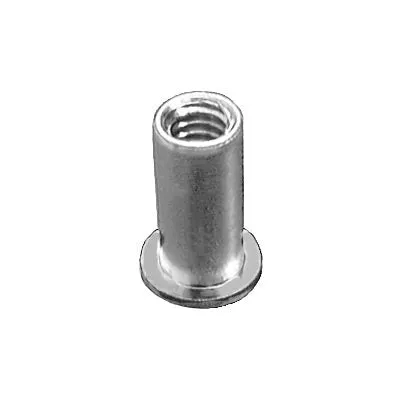 Au-ve-co NUTSERT 16180 Nut Insert, #10-32 Thread, 0.01 to 0.08 in Thick Material, 0.531 to 0.546 in L, Aluminum, Plain