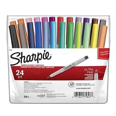"Sharpie Permanent Markers, Ultra Fine Point, Assorted, 24/Pack (75847)"