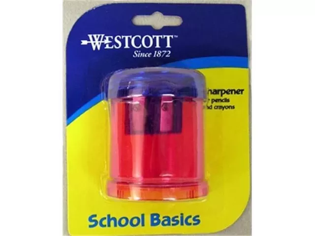 Westcott Manual Pencil And Crayon Sharpener, 2 Hole, Assorted Colors, Model 12202