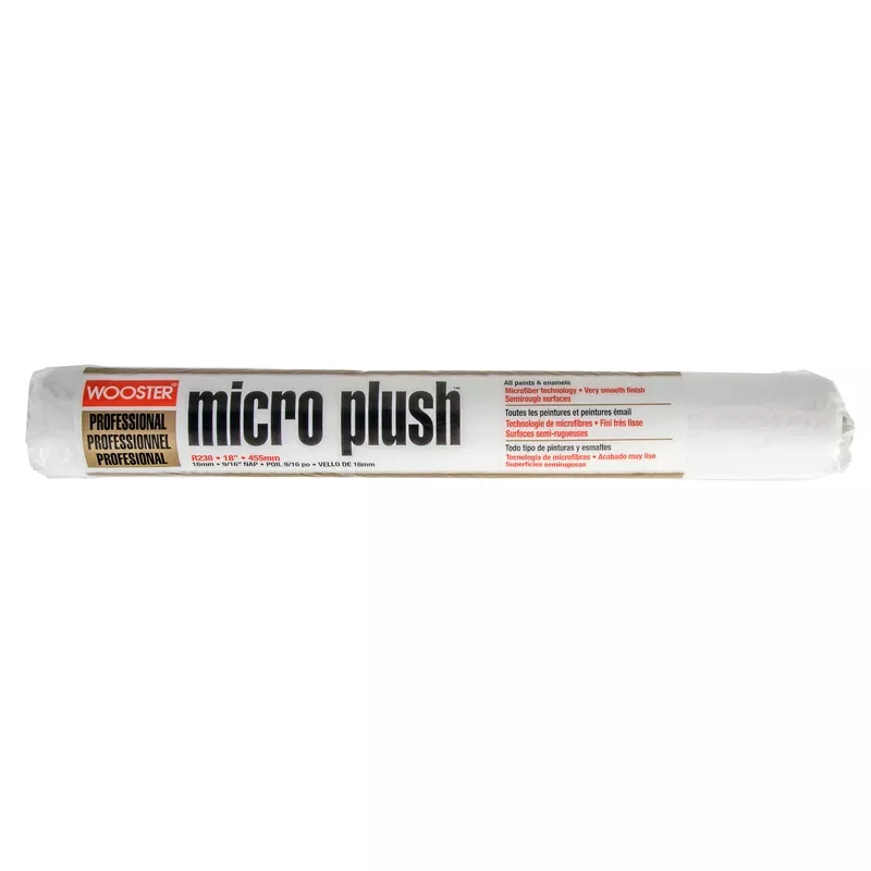WoosterMicro PlushMicrofiber9/16 In.X 18 In. W RegularPaint Roller Cover1 Pk For Semi-Ro