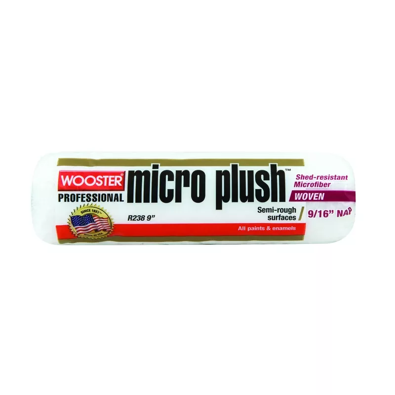 WoosterMicro PlushMicrofiber9/16 In.X 9 In. W Regular1 Pk For Semi-Rough Surfaces Paint Ro